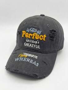 1Pc Women's Distressed Baseball Cap With Colorful Letter Embroidery And Adjustable Buckle Strap For Streetwear Outfits - Embroidered Letter - View 13