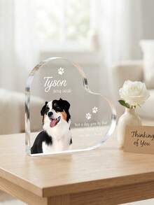 1pc Custom Pet Photo Heart Memorial Acrylic Plaque, Personalized Rainbow Bridge Dog Cat Tabletop Sign, Custom Name & Date Pet Loss Keepsake, Pet Bereavement Remembrance,Pet Sympathy Gift For Pet Owner,Pet Lover Gift - Multicolor - View 10