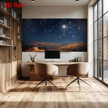 [2d Flat Banner] 1 Piece Of Background Cloth For The Birth Scene Of Bethlehem, The Banner Background Of The Plane Religious Party With Starry Sky And Shining Star, And The Banner Background That Can Be Used For Various Christmas Festivals. - 1 - View 5