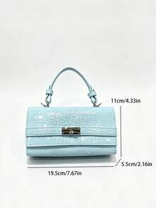 Japanese & Korean Style Niche Design INS Style Commute Outing Daily Shopping Vintage Handbag For Women, Elegant Handbag, Minimalist Fashion Textured Versatile Shoulder Crossbody Bag - Baby Blue - View 8
