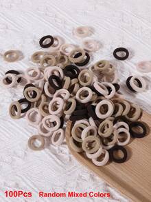 100Pcs Girls Simple Colorful 0.8 Inch Diameter Finger Size Hair Ties, Cute Non-Damaging Hair Bands Ponytail Holders Hair Accessories Suitable For Daily Use - 彩色 - 查看 6