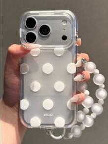 Cool Summer Translucent Polka Dot INS Style Phone Case, Compatible With Iphone 15, 17 Pro, 17 Pro Max, 16 Pro Max, 17 New Models, Full Coverage Protective Cover, 15 Pro Soft Touch - White - View 2