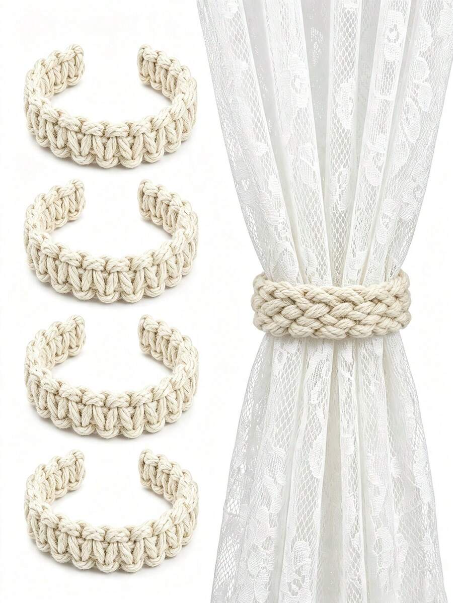 1/2pcs Curtain Tiebacks, Braided Curtain Rope, Curtain Clips, Suitable For Bedroom, Living Room Home Decor - Multicolor - View 1