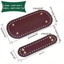 8pcs Bag Bottom Set, 4 Colors Oval Bag Bottom Shaping Pads With Holes, Bag Bottom Pads, Wallet Bottom, Suitable For Handbags And Shoulder Bags, Neutral Tones, 7.1 X 1.97 Inches And 8.7 X 4.7 Inches, Wallet Making, DIY Wallet Making - Multicolor - View 3