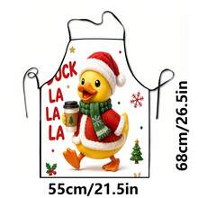 1pc Christmas Santa Claus, Christmas Bell, Christmas Snowflake, Christmas Reindeer, Christmas Tree, Christmas Snowman, Christmas Penguin, Christmas Cartoon Animal Pattern Chef Apron, Apron, Suitable For Home Decor And Kitchen Use. Made Of 100% Polyester Material, Designed As Sleeveless Style, Perfect For Home Kitchen, Outdoor BBQ Cooking. This Printed Apron Is Unisex, Machine Washable And Reusable, A Kitchen Essential - Multicolor - View 10