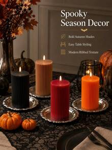 1/4pcs Dark Style 4-Color Scented Candle Set (Black/Brown/Red/Orange), Size 1.97*3.94 Inches, Atmosphere Creation, Home Decor, Perfect Gift Choice, Luxury Decoration, Halloween, Halloween Gift, Back To School - Multiple Styles - View 8