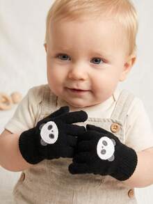 3 Pairs Set Bear Cartoon Fingerless Gloves For Boys, Knitted Candy Color Thickened Gloves For Autumn/Winter - 3 Pairs - View 4