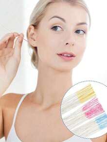 60pcs Ear Piercing Cleaning Sticks, Ear Piercing Cleaning Lines, Ear Care Set, Includes 60/120pcs Ear Piercing Cleaning Lines And Matching Cleaning Sticks With Cleaning Solution, Removes Odor And Dirt, Unisex, Prevents Ear Piercing Clogging - Multicolor - View 4