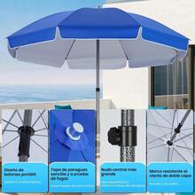 Sjrohe (1.9m X 2.25m) Sombrilla De Playa Jardín, Sombrilla Para Playa, Sombrilla Jardin, Sombrillas Exterior, Global Import Sombrilla De Playa Reforzada, Ideal Para Playa, Jardín, Terraza,Piscina Azul - Azul - Ver 5