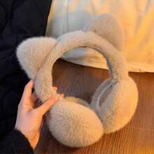 1pc Cute 3D Cat Ear Plush Earmuffs, Women's, Thickened Warm Faux Rabbit Fur, Foldable, Suitable For Students, Girls Daily Commute, Shopping, Cycling, Multiple Colors Available - Multicolor - View 11