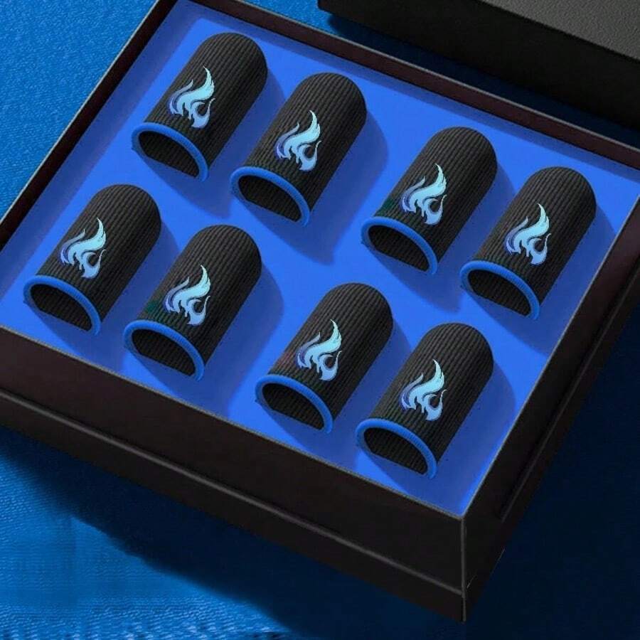 [2 Boxes Included]Super Exquisite Pattern Gaming Finger Sleeves, Ultra-Thin & Breathable, Anti-Slip & Sweat-Proof, The Best Choice For Gamers - Blue - View 1