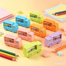 1pc Creative Cute Owl Dual-Hole Pencil Sharpener, Candy Color Cartoon Pencil Sharpener, Student Stationery Pencil Sharpener (Random Color) - Multicolor - View 2