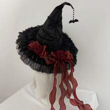 Halloween Witch Hat Comfortable Wizard Hat Party Cosplay Costume Accessory For Women Teens Dark Theme Event Dressingup - Multicolor - View 3