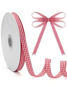 10yard Red Plaid Ribbon, Red And White Exquisite Handmade Plaid Ribbon Suitable For Winter Holiday Christmas Tree Wreath Decoration Christmas Valentine's Day Birthday Gift Wrapping - Multicolor - View 8