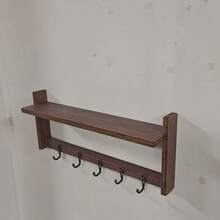 Wall Hook With Shelf – Wooden Entryway Storage Rack With 5 Double Hooks, Vintage Wall-Mounted Coat Rack, Suitable For Bathroom, Living Room, Bedroom - Multicolor - View 6