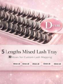 رموش صناعية عنقودية مختلطة في صينية واحدة 30 40D 50D 80D، رموش منفوشة بتجعيد D-Curl، إكستنشن رموش فردي DIY - D - مشاهدة 9