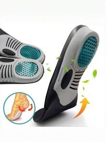 QKC 1 Pair Full Length Comfortable Insoles With Honeycomb Heel Cushioning, U-Shaped Heel Cup And Contoured Design - Black - View 2