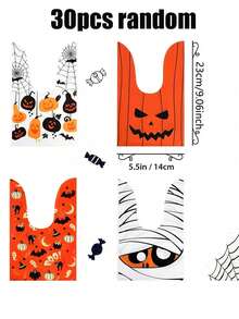 30/1pc Halloween Bunny Ear Gift Bag, Featuring Pumpkin, Ghost, And Bat Designs. Suitable For Halloween, Themed Party Gift Wrapping, Surprise Party Decorations, Holiday Party Favors, Small Item Storage, And Home Decor - One Size Fits All - View 10