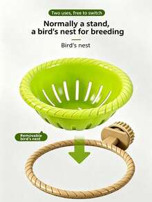 1PC Removable Bird Nest, Specifically Designed For Bird Bathing; Non-Slip Stand With Removable Bird Nest, Suitable For Birds To Rest, Bathe, And Eat; Comes With A Spiral-Shaped Round Perch And A Universal Hanging Bath; Bird Bathing Supplies - Round - View 7