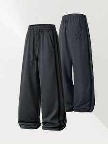 Men's Casual Outdoor Sports Straight Leg Pants With Contrast Stripes, Suitable For Spring And Autumn - Dark Grey - View 2