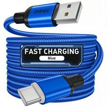 Tzlrxl 快充 USB 轉 USB-C 數據線－高級尼龍編織充電與數據同步線，兼容 Type-C 手機 - 藍色 - 查看 2
