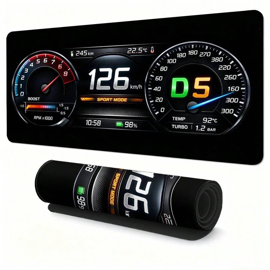 1 X XXL Gaming Desk Mat With Car Dashboard Design – Non-Slip Surface, Speedometer And Tachometer Markings, Durable Rubber Base; Keyboard And Mouse Pad For PC. - Mouse Pad - View 1