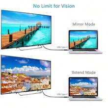 2m 4K 60Hz 30Hz Type-C To HDTV Display Cable, Plug And Play Screen Mirroring, Compatible With Laptop PC Phone TV Monitor Projector Tablet - View 2