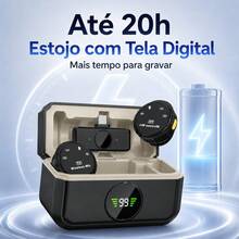 Kit 2 Em 1 Microfone Profissional De Lapela Duplo Sem Fio Compatível Com Smartphone Celular Usb Android Type-C iOS Lightning Bluetooth Tipo C Case Estojo Digital De Carregamento Magnético Com Ímã Para Gravação De Vídeo Áudio Entrevista Vlog Ensino Gravar Videomicrofone - Visão 4