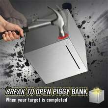 1pc Metal Money Box Steel Coin Bank - Secure Budgeting & Savings Solution, Anti-Theft Design - Adult Office Storage Organizer - Silver - View 4