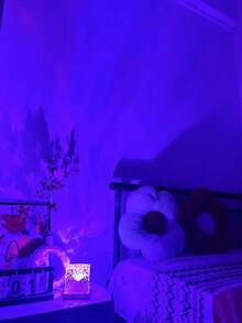 1pc 16-Color Water Ripple Projection Night Light, Glowing Cube Crystal Lamp With Touch/Remote Control, Suitable For Home Office, Bar Environment, Underwater Night Scene Decoration, Atmosphere Decorative Light - 彩色 - 查看 2