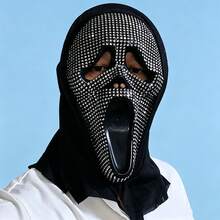 Halloween Horror Scream Mask, Disco Mirror Glitter Mask For Party Costume, Luminous Rhinestone Scream Mask, Dark Party Costume - View 12