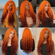 28 Inch Orange Gradient Curly Wig - Halloween Costume Wig, Women's Long Wavy Synthetic Fiber Wavy Wig, Suitable For Cosplay Witch Party, Heat Resistant Material - Ombre - View 8