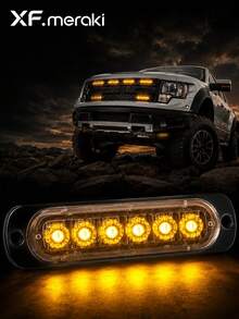 XF.Meraki 2件/4件 6 LED琥珀色閃光燈，卡車緊急閃光燈組，12V-24V警告危險閃爍車燈，LED燈，汽車配件，摩托車配件 - 6LED - 查看 1