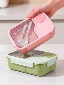 1pc Lunch Box With Portable Sauce Container, Microwave , Dishwasher , Back To School Snack Lunch Box, Suitable For Outdoor Dining - Multicolor - View 2