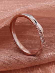 1PC Women's Fashion Minimalist Versatile Round Circle Ring Inlaid With Synthetic Cubic Zirconia, Suitable For Wedding Engagement, Valentine's Day Gift, Anniversary, Birthday Gift - Silver - View 1