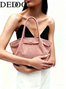 Dedoo European And American Fashion Design Buckle Suede Bucket Bag, Women's Autumn/Winter Shopping, Commuting, Party Gift Handbag - Pink - View 2