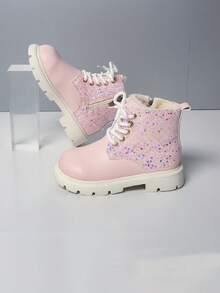Girls' Boots Ankle Boots Autumn/Winter Warm Thickened New Shiny Korean Style Children's Non-Slip Casual Shoes - Pink - View 4
