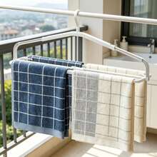 3pcs Set (1pc Retractable & Foldable Towel Rack + 2pcs Adhesive Hooks) Rotating Drying Rack, Space-Saving, Thickened & Widened, High-Quality Anti-Deformation Material, Suitable For Towels, Large Bath Towels, Bed Sheets - Multicolor - View 5