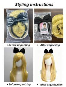 Soft Straw Blonde Silky Mid-Part Wig Heat Resistant Hair Ideal For Luxury Palace Masquerade Fantasy Princess Costume Cosplay Wig - Gold - View 8