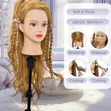Mannequin Head, Cosmetology Mannequin Head With Hair For Makeup Braiding Curling Cuting,Makeup Doll Head For Hair Styling With Table Clamp Hair Styling Set - View 2