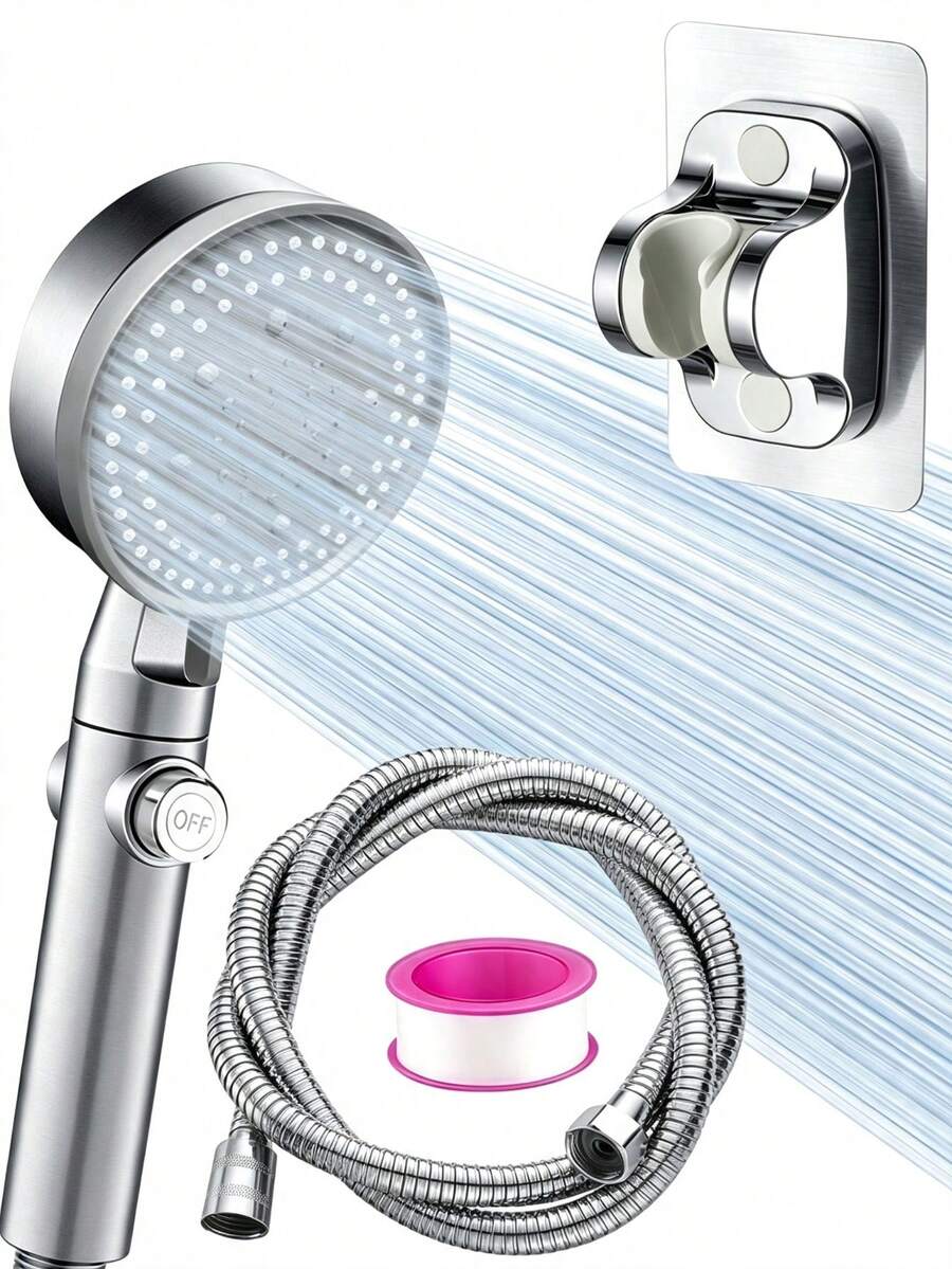 High Pressure 5-Mode Handheld Shower Head With Stainless Steel Hose And Adjustable Bracket, Home Bathroom Decor, Autumn Bathroom Accessories - Multiple Styles - View 1