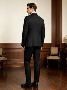 Men's Black 2 Pieces Suit, Suitable For Weddings, Business And Formal Occasions - Black - View 2