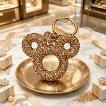 Disney 1pc Sparkly Rhinestone Mouse Head Keychain, Bling Crystal Bag Charm Key Ring Gift - P - View 12