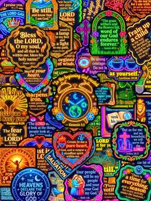 50Pcs Neon Bible Verse Christian Vinyl Stickers, Neon Scripture & Faith Symbol Decals For Bible Journaling, Notebook Scrapbook & DIY Water Tumbler Decor - Multicolor - View 1