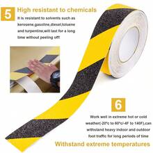 RELIANCER Anti Slip Grip Tape 4inx60ft Non Skid Tread Tape With High Traction Grit Yellow & Black Marking Self-Adhesive Tape Hazard Caution Warning Tape For Stairs Steps Deck - 2" Yellow & Black - View 6