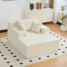 Chenille Fabric Modular Sofa, 30D High-Elasticity Foam Filling. Easy To Move With Non-Slip Base, Ideal For Living Rooms And Other Spaces. Beige - 米色 - 查看 4
