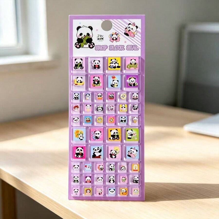 Cute Square 3D Puffy Bubble Stickers Colorful Cartoon Pattern DIY Hand‑Account Notebook Decoration Stickers Children Party Favor Gift - Multiple Colors (style/packaging Random) - View 1