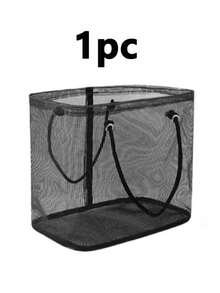 1pc Foldable Breathable Mesh Laundry Basket With Adjustable Rope, Collapsible Rectangular Storage Bin, Suitable For Bathroom, Closet, Dorm, Travel And Supermarket Shopping - Durable Fabric Multi-Functional Storage Basket, Laundry Room Accessory, Casual Design, Laundry Basket Bathroom - Multicolor - View 12