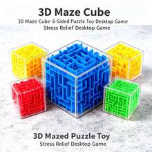 Cubo de Quebra-Cabeça Labirinto 3D, Jogo de Desafio Mental Portátil, Alívio do Estresse, Adequado para Adolescentes e Adultos, Ajuda a Melhorar o Treinamento de Concentração, Presente de Aniversário - Lembrancinha de Festa - Presente de Feriado - Multicolorido - Visão 6