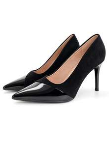 Women's High-Heel Shoes: Black, Low-Cut, Pointed-Toe, 3.54-Inch Heel-Perfect For The Office, Commuting, Evening Events, And Everyday Wear - Black - View 12